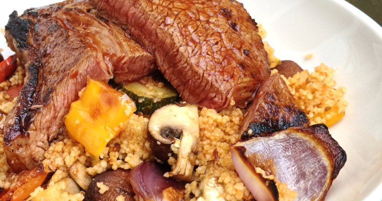 Harissa-Crusted Steak with Vegetable Cous Cous and GIVEAWAY